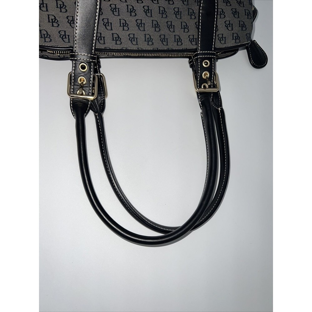 Dooney and Bourke H035C B1 Buckle Satchel Black Trim Grey Purse Canvas Bag EUC - Picture 14 of 14